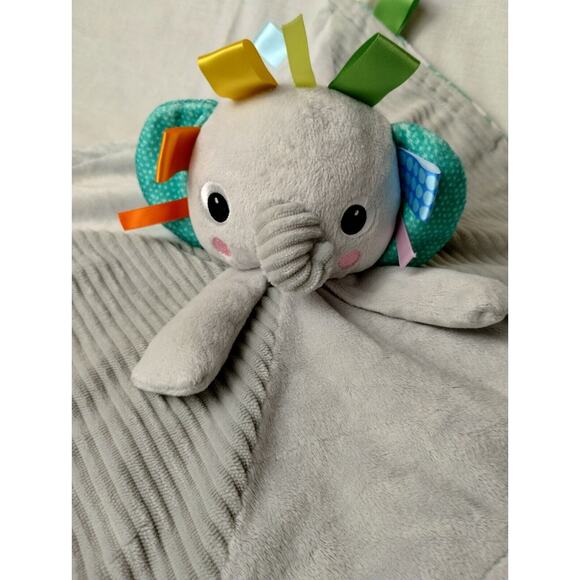 Bright Start Elephant Lovey Baby Security Blanket Infant Plush Grey Soft Palm - Picture 2 of 6